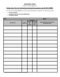 Document preview: Activities Chart Template for Students