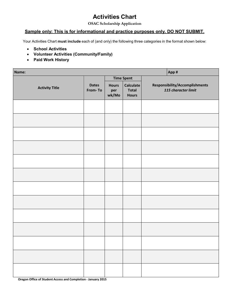 Activities Chart Template for Students Download Printable PDF ...