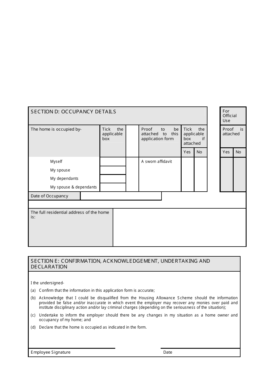 Housing Allowance Application Form for Home Owners - South Africa, Page 5
