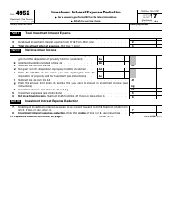 IRS Form 4952 Download Fillable PDF Or Fill Online Investment Interest ...