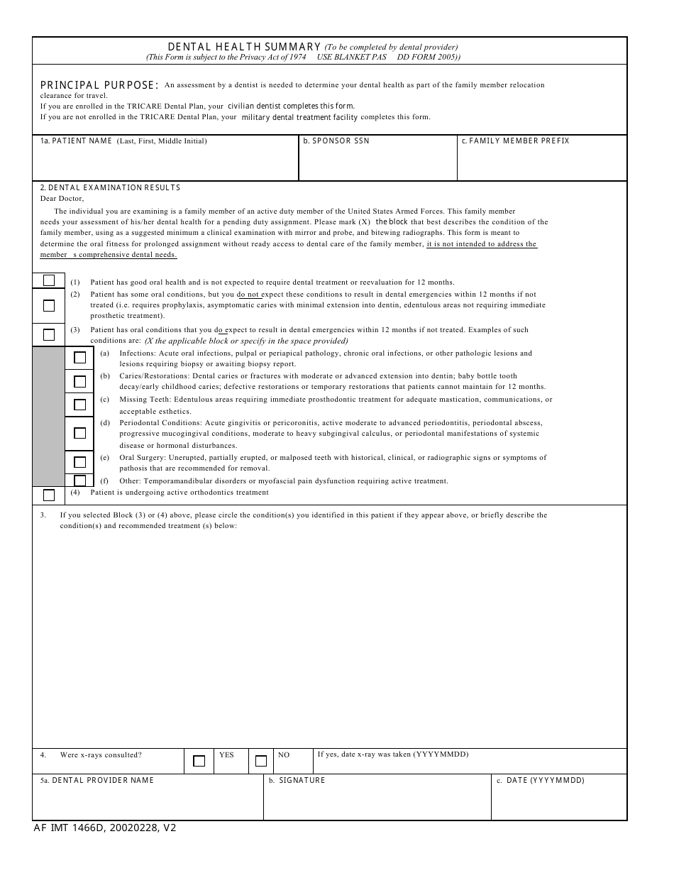 AF IMT Form 1466D - Fill Out, Sign Online and Download Printable PDF ...