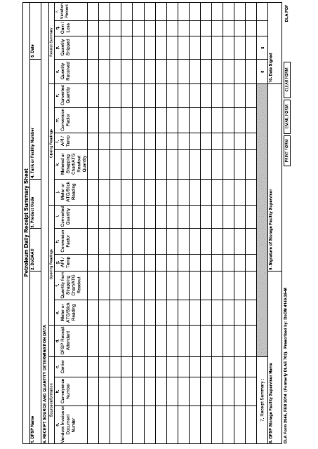 DLA Form 2046 Petroleum Daily Receipt Summary Sheet