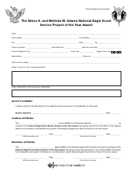 Document preview: The Glenn a. and Melinda W. Adams National Eagle Scout Service Project of the Year Award - Boy Scouts of America