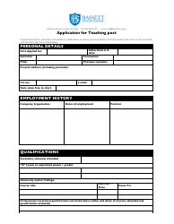 Document preview: Application Form for Teaching Post - Bassett House School - United Kingdom
