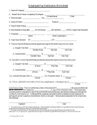 LCO Form 8 &quot;Employee Pay Restitution Worksheet&quot; - Vermont