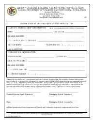 Form IL505-0362 &quot;120-day Student Leasing Agent Permit/Application&quot; - Illinois