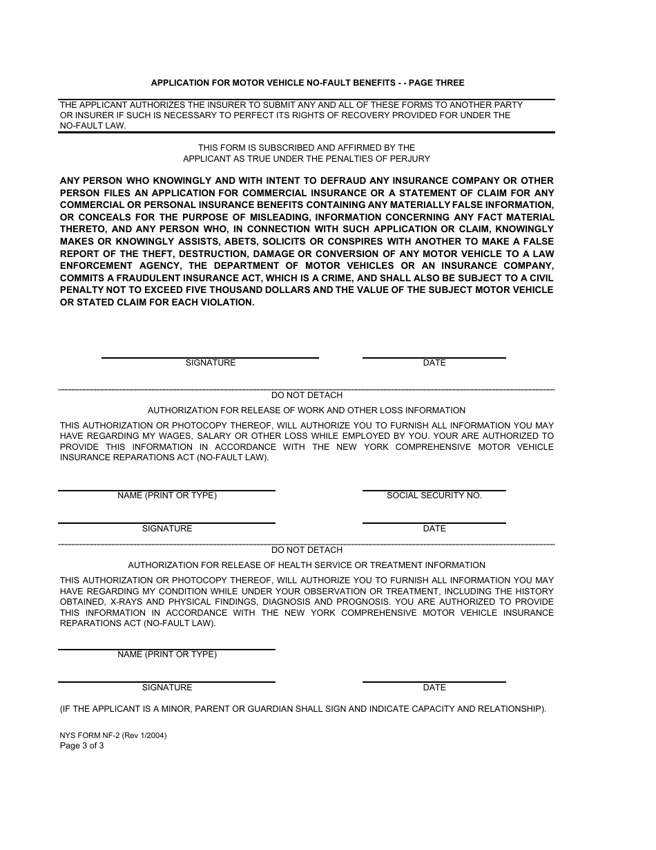 Form Nf-2 - Fill Out, Sign Online And Download Fillable Pdf, New York 