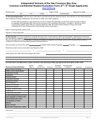 Document preview: Common Confidential Student Evaluation Form (2nd- 8th Grade Applicants) - Independent Schools of the San Francisco Bay Area
