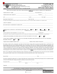 Form DS-311 &quot;Certificate of Compliance for off-Site Fabrication&quot; - City of San Diego, California