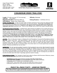 Document preview: Conundrum Creek Trail #1981 - Hayden Peak, Maroon Bells