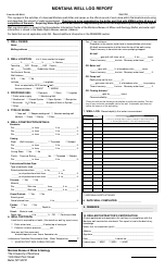 Form 603 &quot;Montana Well Log Report&quot; - Montana