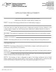 Form DOS-1369-F-A Application for Authority - New York