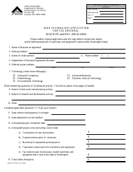 Form REV81 1013-1 High Technology Application for Tax Deferral - Washington