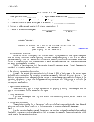 Form RP-485-H Application for Residential Investment Real Property Tax Exemption; Certain Cities - New York, Page 2