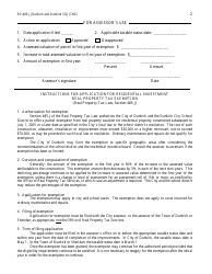 Form RP-485-J (DUNKIRK/DUNKIRK SD) Application for Residential Investment Real Property Tax Exemption; Certain Cities and Certain School Districts - City of Dunkirk, New York, Page 2