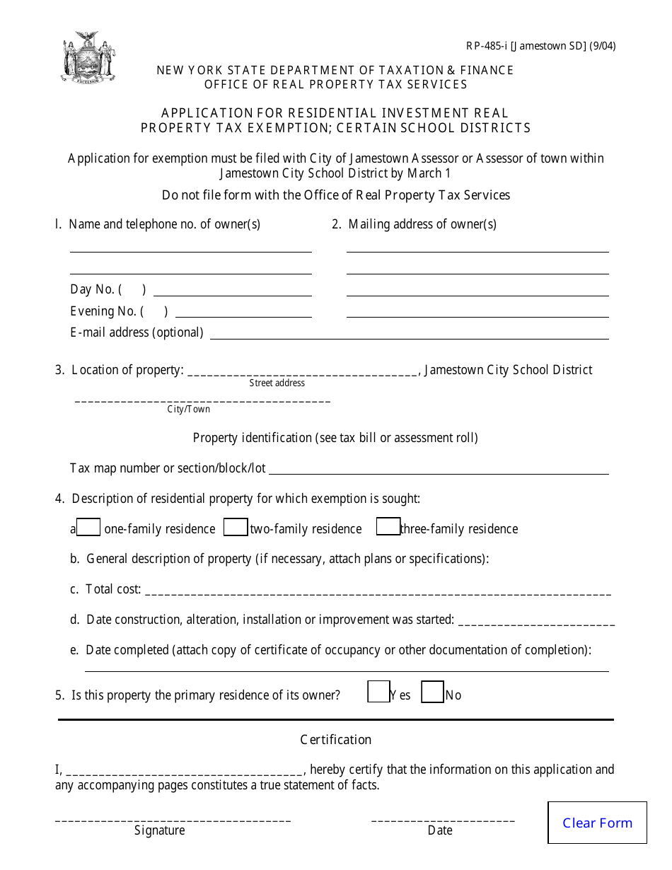 Form RP485I [JAMESTOWN SD] Fill Out, Sign Online and Download
