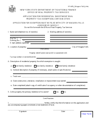 Form RP-485-J &quot;Application for Residential Investment Real Property Tax Exemption; Certain Cities&quot; - Niagara Falls, New York