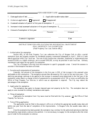 Form RP-485-J &quot;Application for Residential Investment Real Property Tax Exemption; Certain Cities&quot; - Niagara Falls, New York, Page 2