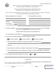Form RP-485-J [AMSTERDAM] &quot;Application for Residential Investment Real Property Tax Exemption&quot; - City of Amsterdam, New York