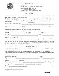 Bill of Sale (Manufactured/Mobile Homes) - Nevada