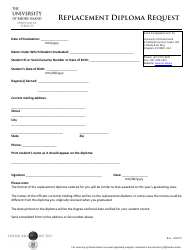 Document preview: Replacement Diploma Request Form - University of Rhode Island