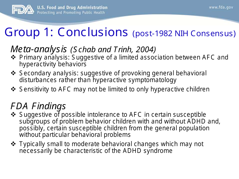 Evaluation of Studies on Artificial Food Colors and Behavior Disorders in Children, Page 13