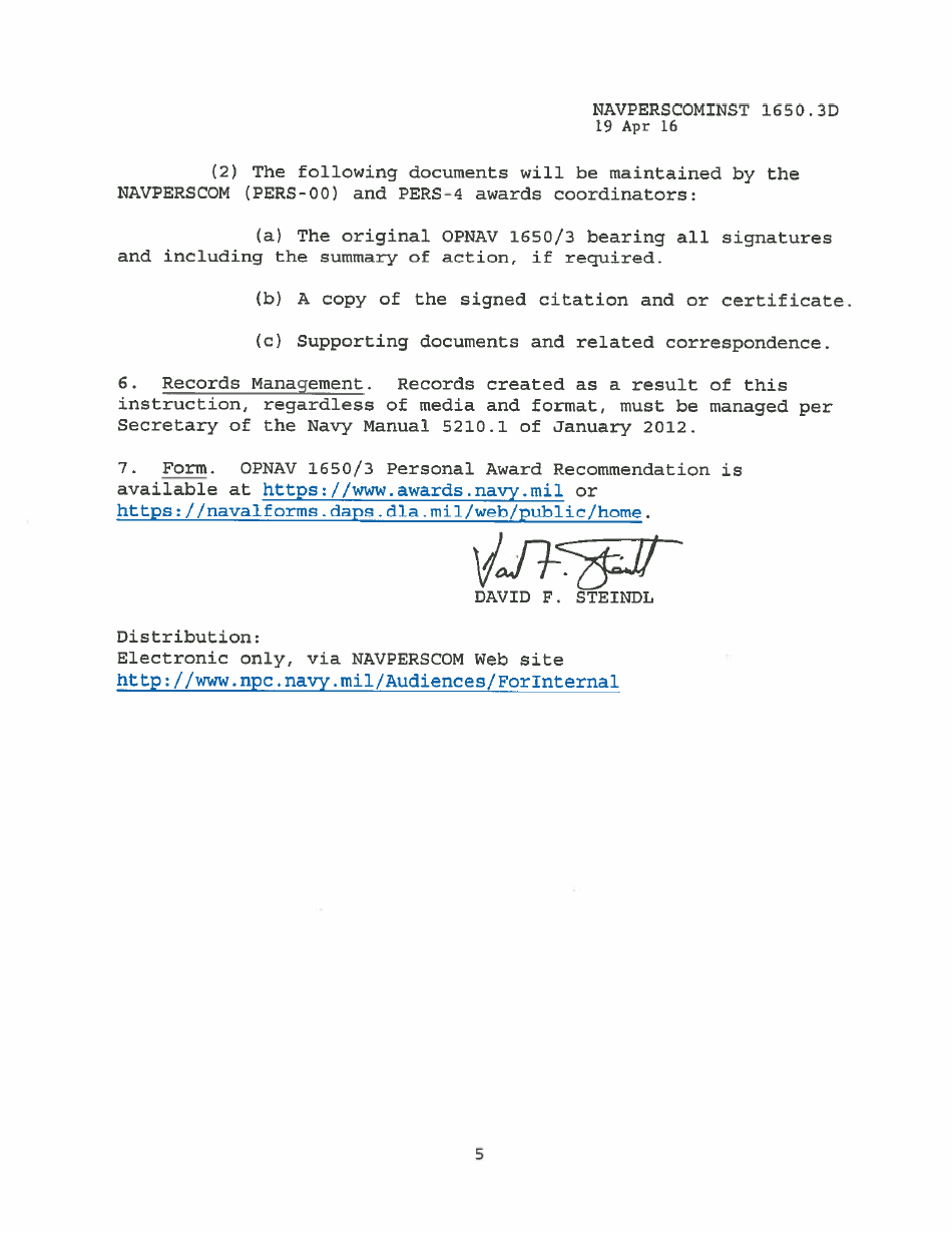Navperscom Instruction 1650.3d - Military Awards Guidance, Page 5