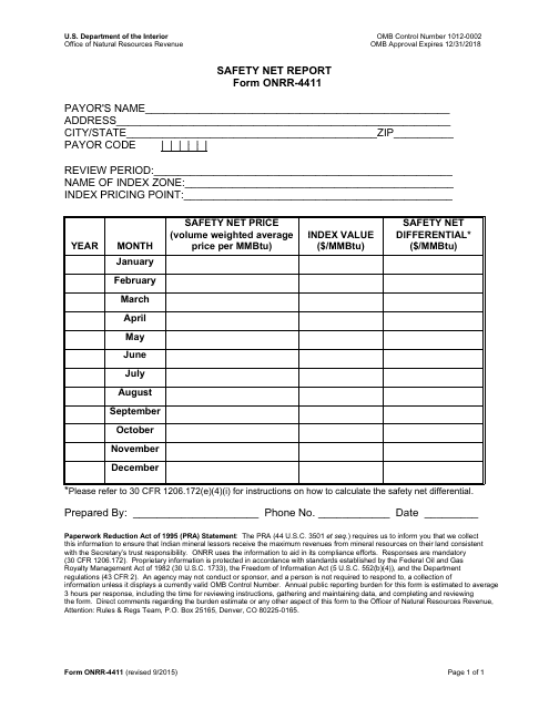 Form ONRR-4411  Printable Pdf