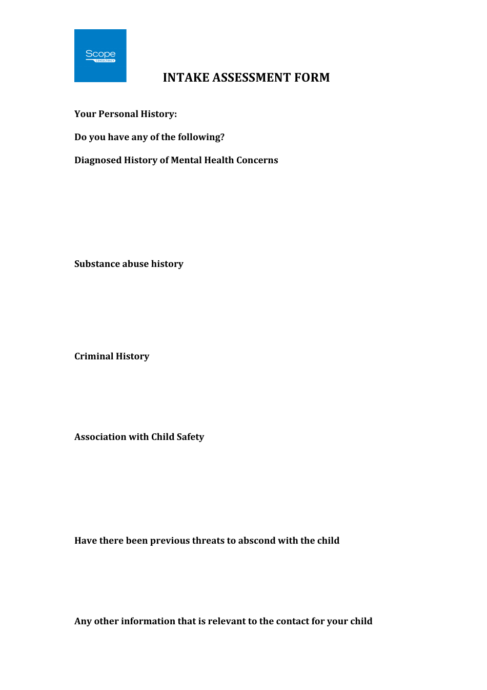 Intake Assessment Form - Scope Consultancy, Page 4