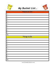 Document preview: Places to See and Things to Do Bucket List Template