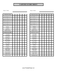 Document preview: Yahtzee Score Sheet