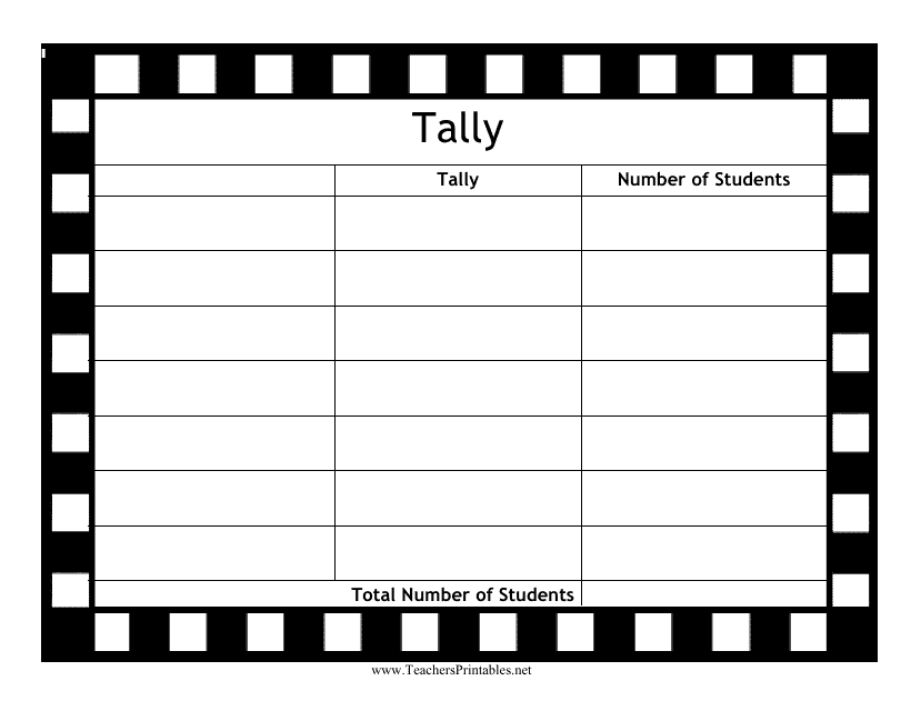 Blank Tally Chart Template Download Printable PDF Templateroller