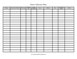 &quot;Data Collection Plan Template&quot;