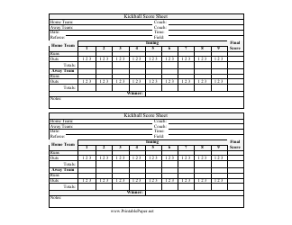 Document preview: Kickball Score Sheet Template