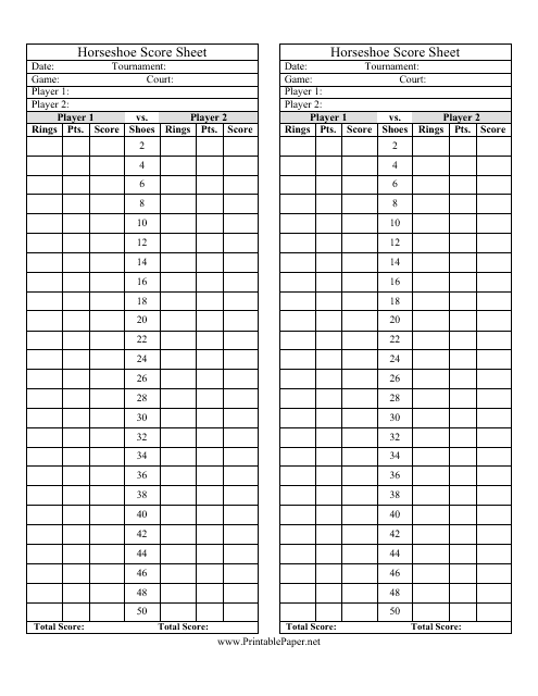 Horseshoe score sheets document preview