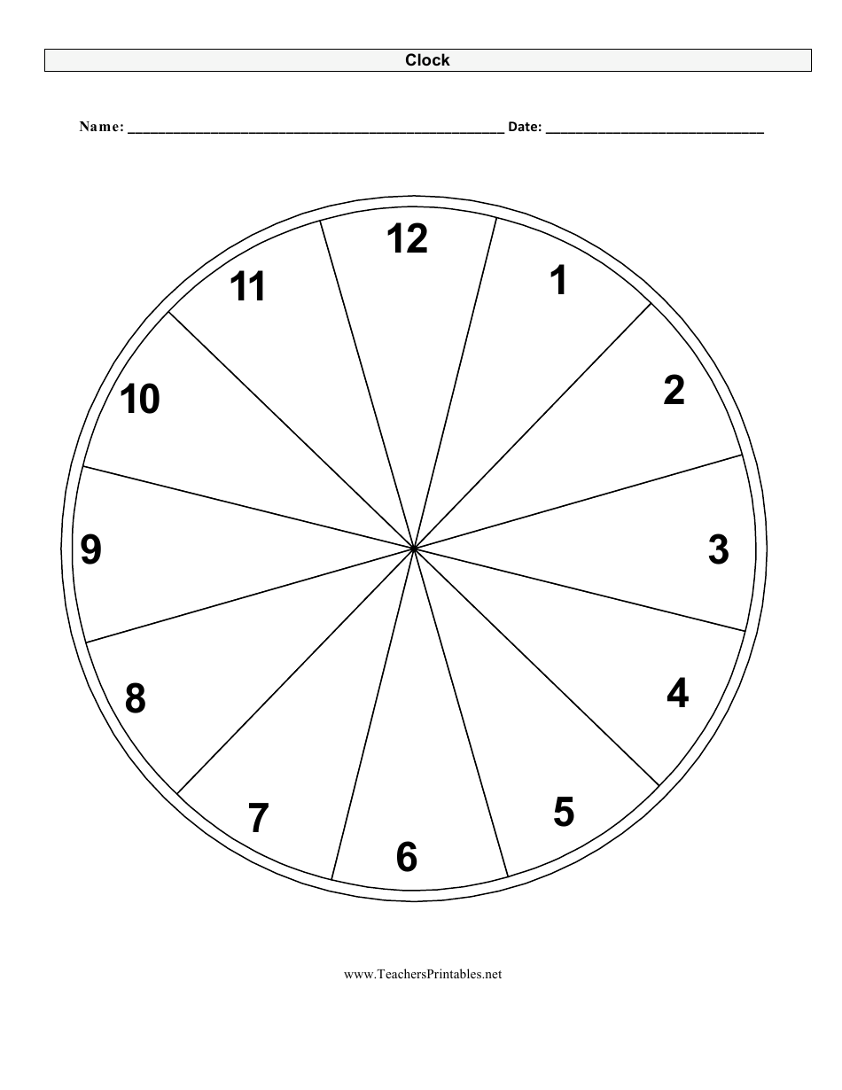 Clock Face Time Worksheet, Page 1