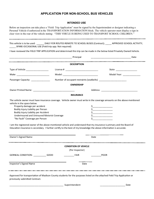 Application for Non-school Bus Vehicles - Madison County, Illinois