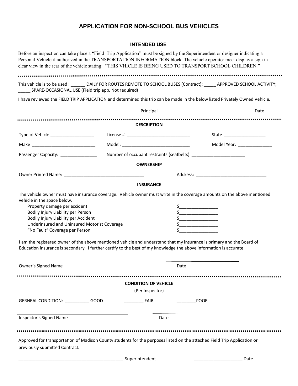 Application for Non-school Bus Vehicles in Madison County, Illinois