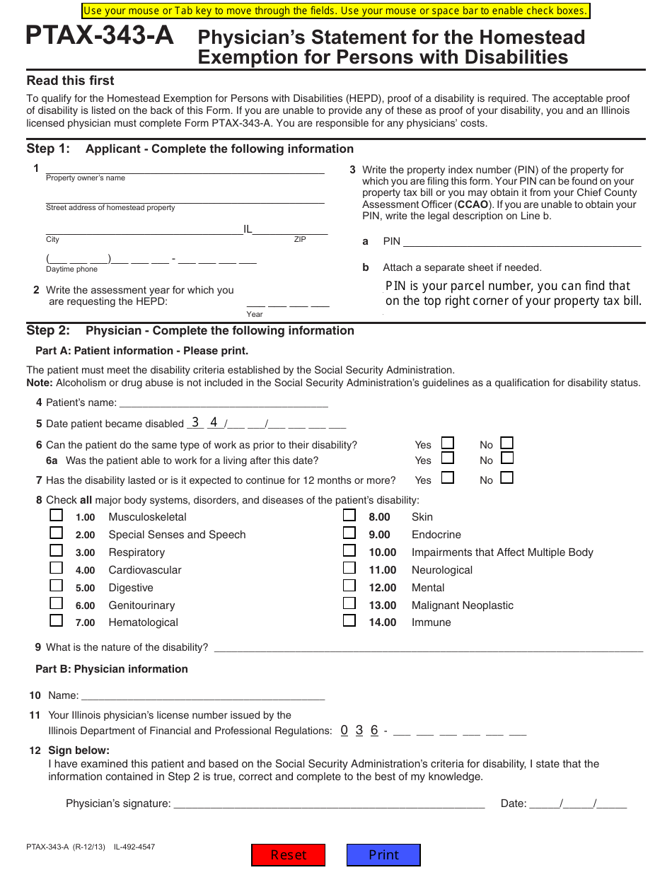 Form PTAX 343 A Download Fillable PDF Or Fill Online Physician s 