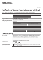 Form 397 Notification of Directors&#039; Resolution Under S324dac - Australia