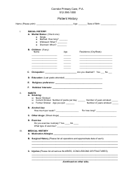Document preview: Patient History Template - Corridor Primary Care