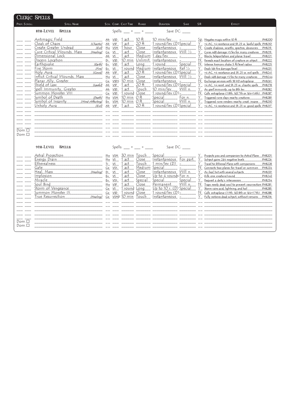 Dungeons  Dragons 3.5e Character Sheet, Page 11