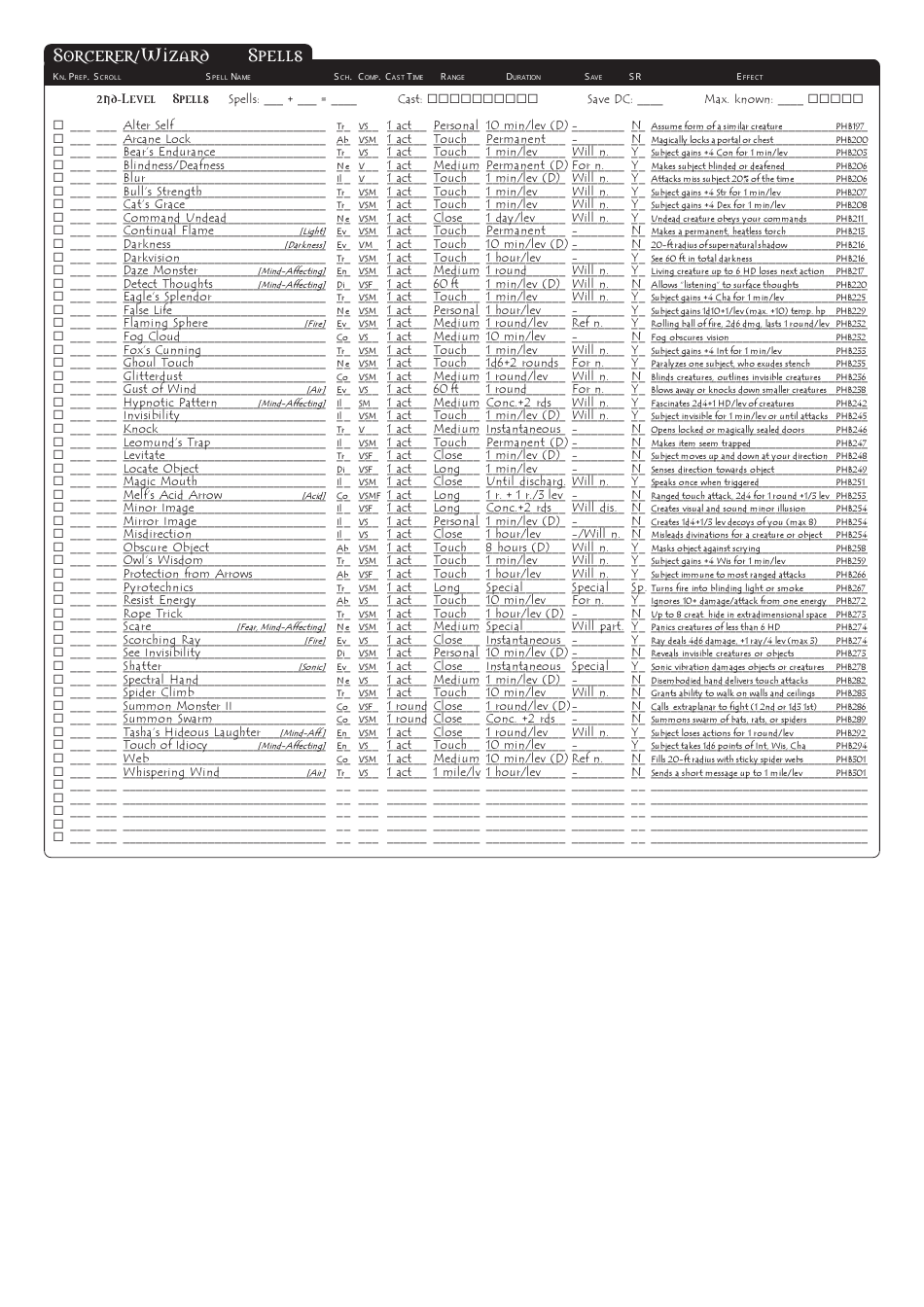 Dungeons  Dragons 3.5e Character Sheet, Page 22