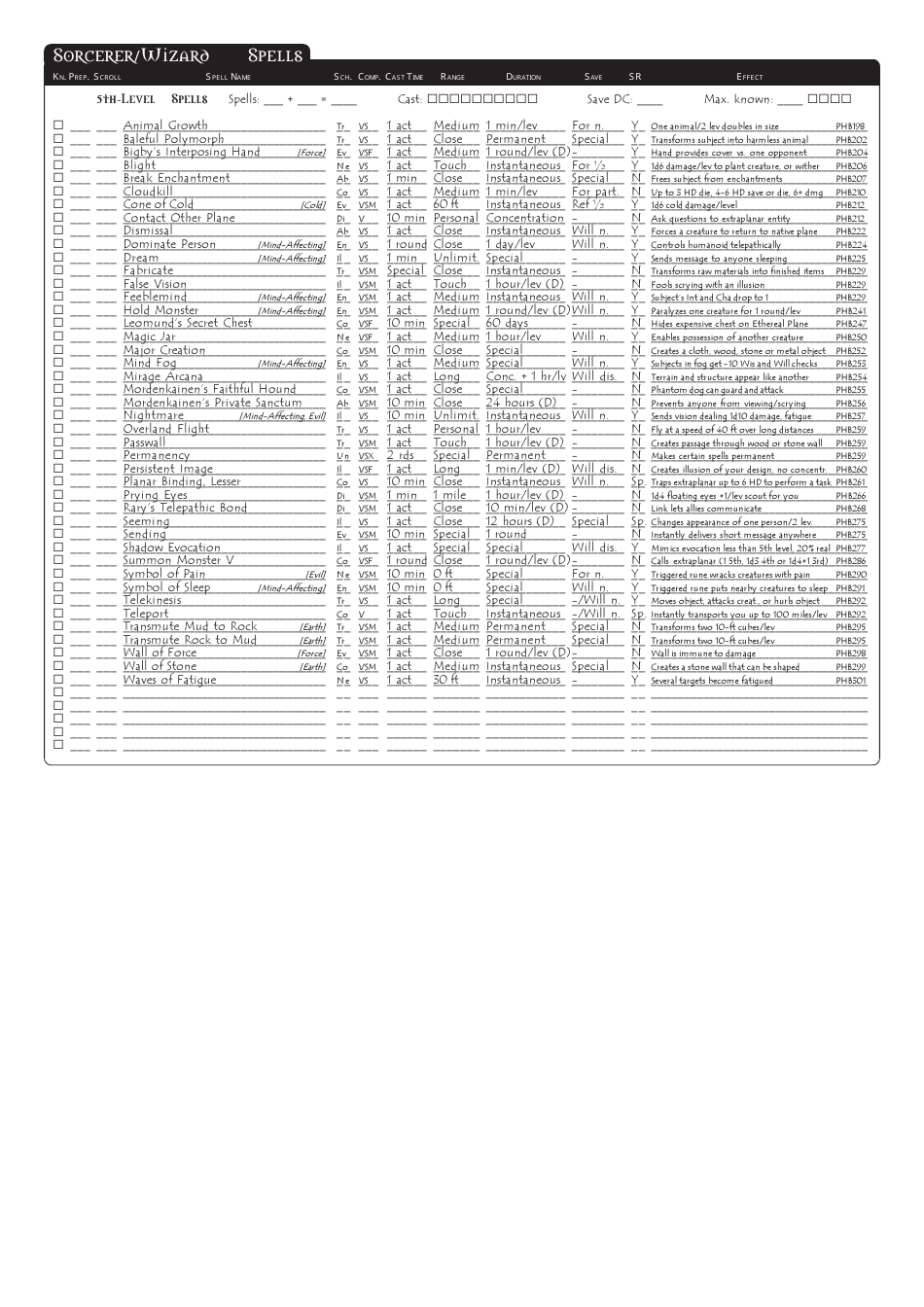 Dungeons  Dragons 3.5e Character Sheet, Page 25