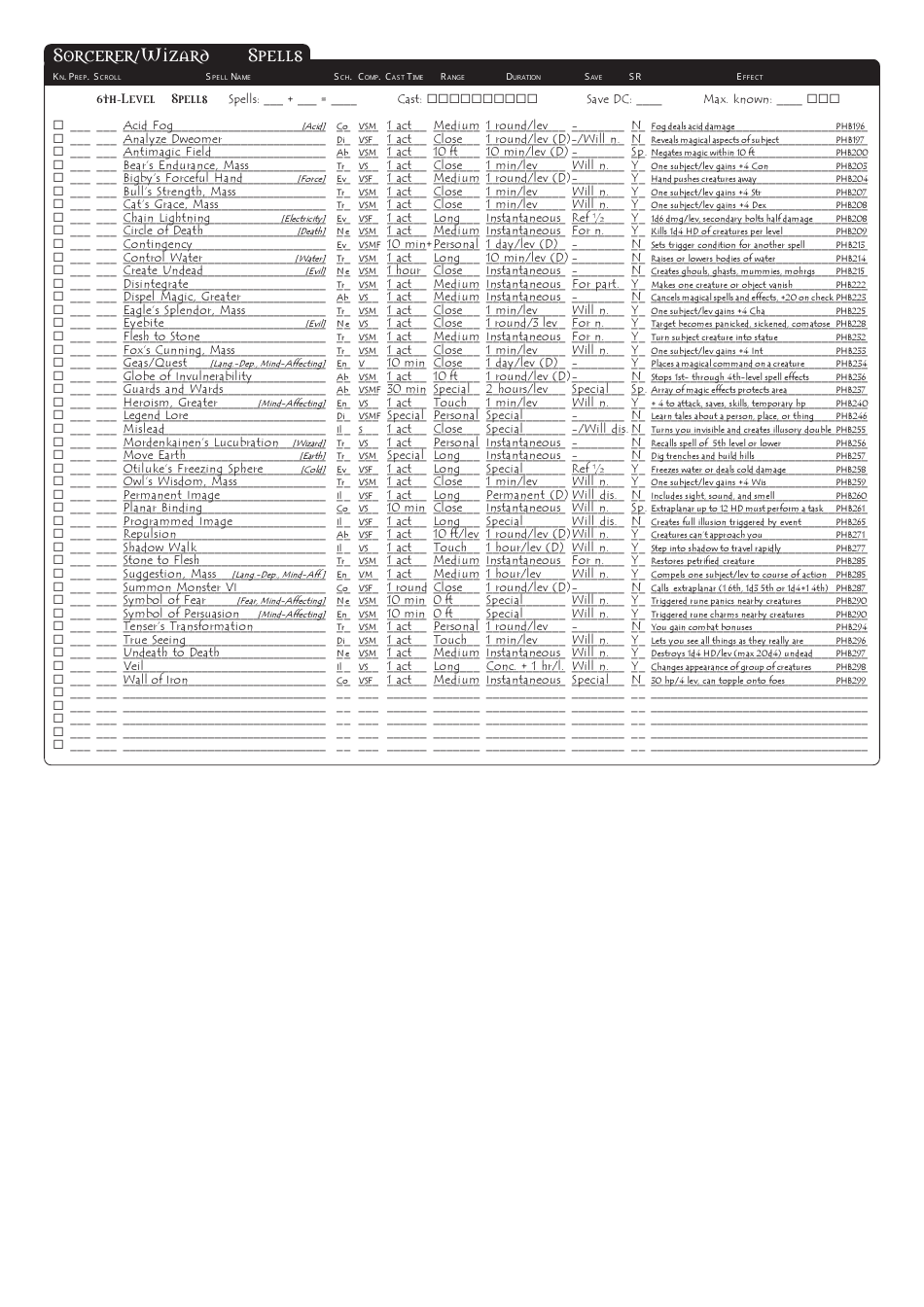 Dungeons  Dragons 3.5e Character Sheet, Page 26