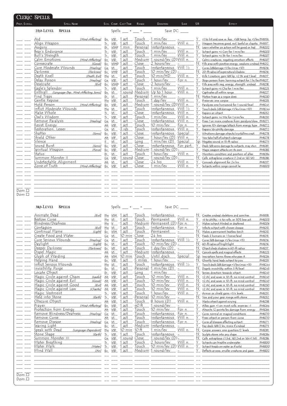 Dungeons  Dragons 3.5e Character Sheet, Page 8