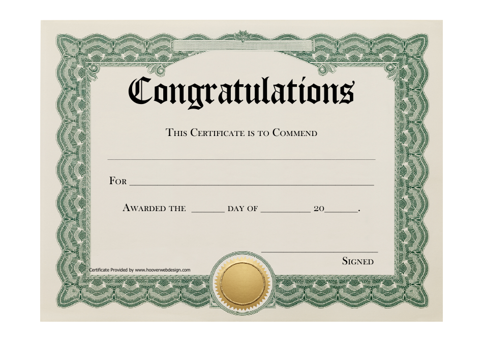 Commendation Award Template