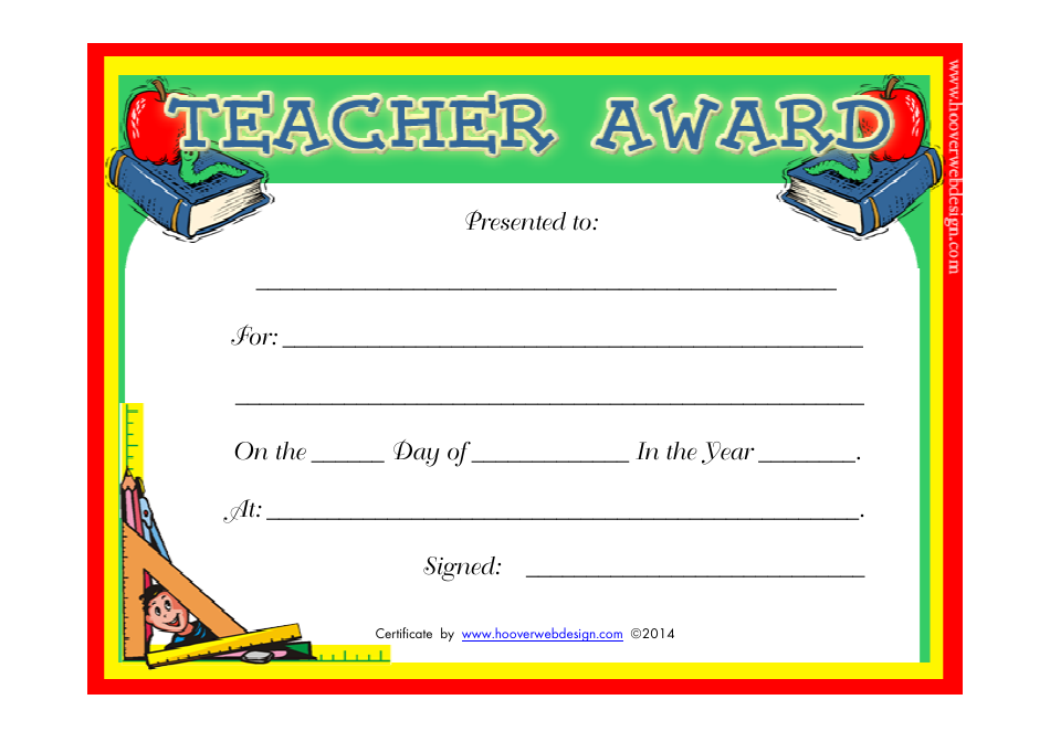 Teacher Award Certificate Template - Customize and Printable for free