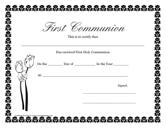 &quot;First Communion Certificate Template&quot;