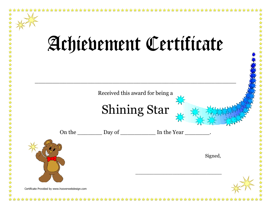 Shining Star Achievement Certificate Template - Preview Image